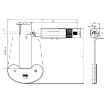 MECHANICAL OUTSIDE MICROMETER WITH DEEP THROATS BLET STEINMEYER, MEASURING RANGE : 50-75 mm, READING : 0,01 mm ref : MIC07-A7007
