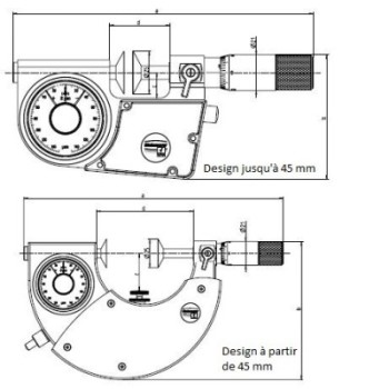 OUTSIDE MECHANICAL MICROMETER WITH DISCS BLET STEINMEYER, MEASURING RANGE : 20-45 mm, READING : 0,02 mm ref : MIC07-C1032C05 STE