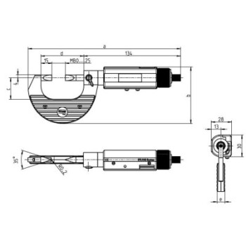 OUTSIDE DIGITAL MICROMETER WITH WEDGE BLADE BLET STEINMEYER, MEASURING RANGE : 0-25 mm, READING : 0,001 mm ref : MIC07-D9001M01 