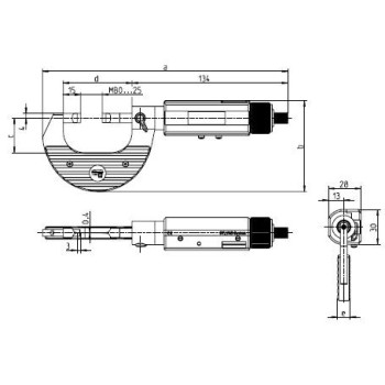MICROMETER WITH WEDGE BLADE BLET STEINMEYER, MEASURING RANGE : 0-25 mm, READING : 0,01 mm / 0,001 mm ref : MIC07-D9001MLF STEINM