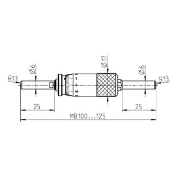 MECHANICAL MICROMETER HEAD WITH CYLINDRIC PIN DIAMETER 6 MM 25 MM LENGTH BLET STEINMEYER 175-200 mm
