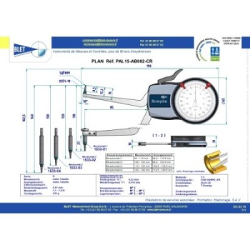 Palpeur Baïonnette BLET KROEPLIN 90-140mm 0,01mm Touches S1/S1