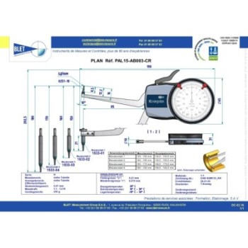 Palpeur Baïonnette BLET KROEPLIN 130-180mm 0,01mm Touches S1/S1