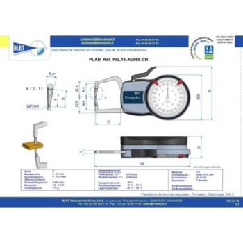 Palpeur Extérieur BLET KROEPLIN 0-10mm 0,005mm Touches S1,5/S1,5