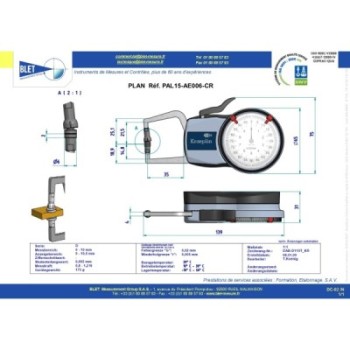 EXTERNAL MECHANICAL MEASURING INSTRUMENT PALPEUR EXT BLET KROEPLIN 0-10MM 0,005MM TOUCHES D6/D6