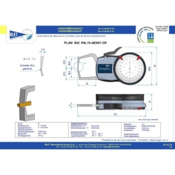 EXTERNAL MECHANICAL MEASURING INSTRUMENT PALPEUR EXT BLET KROEPLIN 0-10MM 0,005MM TOUCHES CR0,4/CR0,4