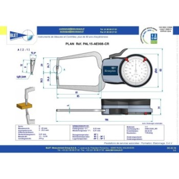 Palpeur Extérieur BLET KROEPLIN 0-20mm 0,01mm Touches S1,5/S1,5