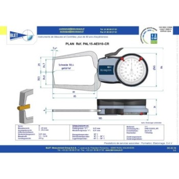 EXTERNAL MECHANICAL MEASURING INSTRUMENT PALPEUR EXT BLET KROEPLIN 0-20MM 0,01MM TOUCHES CR0,4/CR0,4