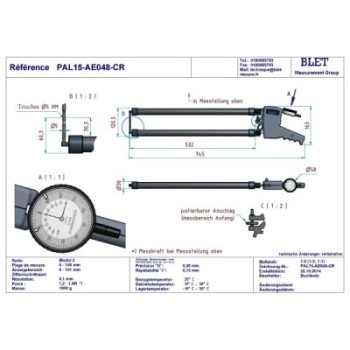 EXTERNAL MECHANICAL MEASURING INSTRUMENT PALPEUR EXT BLET KROEPLIN 0-100MM 0,1MM TOUCHES S5/S5