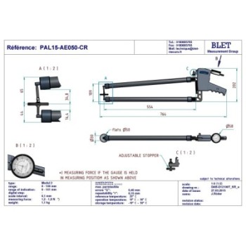 Palpeur Extérieur BLET KROEPLIN 0-100mm 0,1mm Touches D50/D50