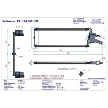 Palpeur Extérieur BLET KROEPLIN 0-200mm 0,2mm Touches HSR20/HSR20