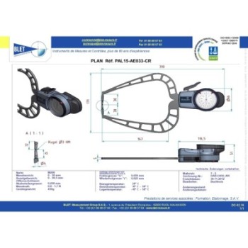 EXTERNAL MECHANICAL MEASURING INSTRUMENT PALPEUR EXT BLET KROEPLIN 0-50MM 0,05MM TOUCHES S3/S3