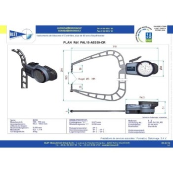 Palpeur Extérieur BLET KROEPLIN 100-150mm 0,05mm Touches S3/S3