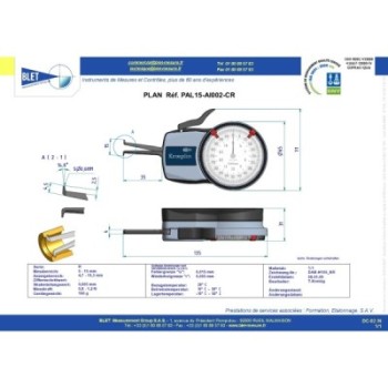 INSIDE MECHANICAL MEASURING INSTRUMENT PALPEUR INT BLET KROEPLIN 5-15MM 0,005MM TOUCHES S0,6/S0,6