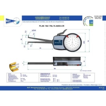 INSIDE MECHANICAL MEASURING INSTRUMENT PALPEUR INT BLET KROEPLIN 10-30MM 0,01MM TOUCHES S1/S1
