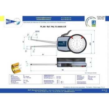 INSIDE MECHANICAL MEASURING INSTRUMENT PALPEUR INT BLET KROEPLIN 20-40MM 0,01MM TOUCHES S1/S1