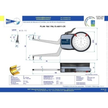 INSIDE MECHANICAL MEASURING INSTRUMENT PALPEUR INT BLET KROEPLIN 60-80MM 0,01MM TOUCHES S1/S1