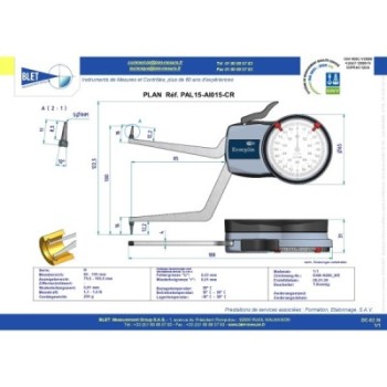 INSIDE MECHANICAL MEASURING INSTRUMENT PALPEUR INT BLET KROEPLIN 80-100MM 0,01MM TOUCHES S1/S1