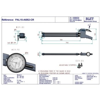 Palpeur Intérieur BLET KROEPLIN 80-180mm 0,1mm Touches S5/S5