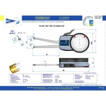 INSIDE MECHANICAL MEASURING INSTRUMENT PALPEUR INT trous borgnes BLET KROEPLIN 20-40MM 0,01MM TOUCHES CSR0,2/CSR0,2
