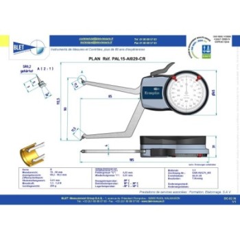 INSIDE MECHANICAL MEASURING INSTRUMENT PALPEUR INT trous borgnes BLET KROEPLIN 70-90MM 0,01MM TOUCHES CSR0,2/CSR0,2