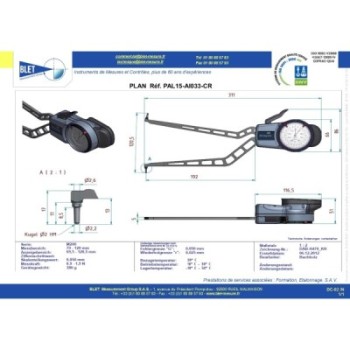 INSIDE MECHANICAL MEASURING INSTRUMENT PALPEUR INT BLET KROEPLIN 70-120MM 0,05MM TOUCHES S2/S2