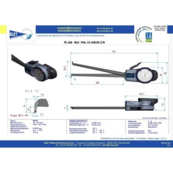 Palpeur Intérieur BLET KROEPLIN 15-65mm 0,05mm Touches S1,5/S1,5