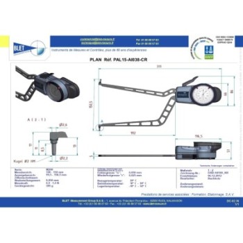 Palpeur Intérieur BLET KROEPLIN 100-150mm 0,05mm Touches S2/S2
