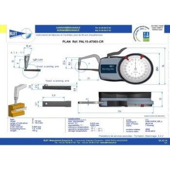 INSIDE MECHANICAL MEASURING INSTRUMENT PALPEUR TUBE BLET KROEPLIN 0-10MM 0,005MM TOUCHES S1,5/S1,5