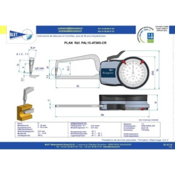 INSIDE MECHANICAL MEASURING INSTRUMENT PALPEUR TUBE BLET KROEPLIN 0-20MM 0,01MM TOUCHES S1,5/S1,5