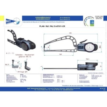 INSIDE MECHANICAL MEASURING INSTRUMENT PALPEUR TUBE BLET KROEPLIN 0-50MM 0,05MM TOUCHES CR0,75/S3