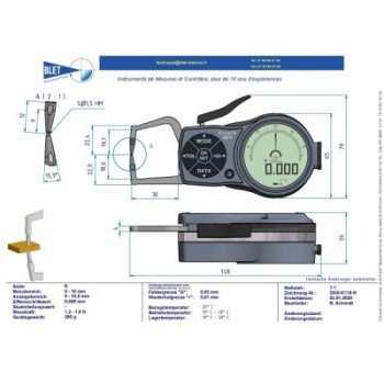 Palpeur Extérieur BLET KROEPLIN 0-10mm 0,005mm Touches S1,5/S1,5