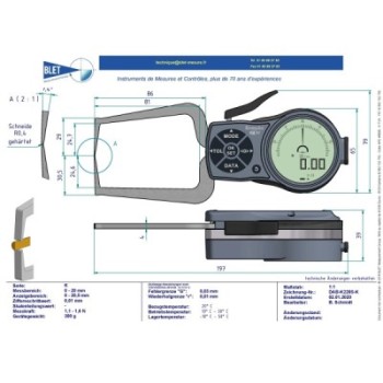 Palpeur Extérieur BLET KROEPLIN 0-20mm 0,01mm Touches CR0,4/CR0,4