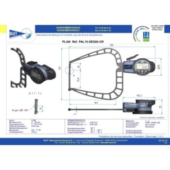 EXTERNAL MECHANICAL MEASURING INSTRUMENT PALPEUR EXT BLET KROEPLIN 0-50MM 0,02MM TOUCHES S5/S5