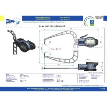 EXTERNAL MECHANICAL MEASURING INSTRUMENT PALPEUR EXT BLET KROEPLIN 100-150MM 0,02MM TOUCHES S3/S3
