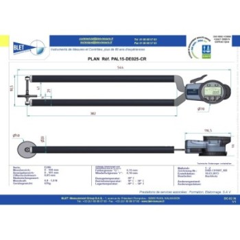 EXTERNAL MECHANICAL MEASURING INSTRUMENT PALPEUR EXT BLET KROEPLIN 0-100MM 0,05MM TOUCHES D50/D50