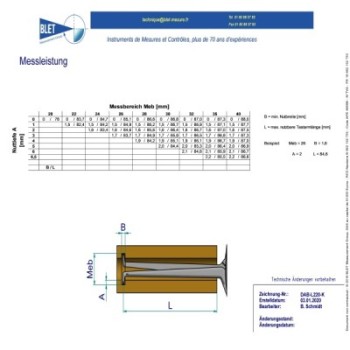 Palpeur Intérieur BLET KROEPLIN 20-40mm 0,01mm Touches S1/S1