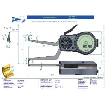 INSIDE MECHANICAL MEASURING INSTRUMENT PALPEUR INT BLET KROEPLIN 60-80MM 0,01MM TOUCHES S1/S1