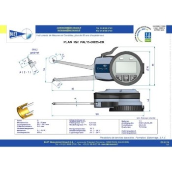 Palpeur Intérieur trous borgnes BLET KROEPLIN 30-50mm 0,01mm Touches CSR0,2/CSR0,2
