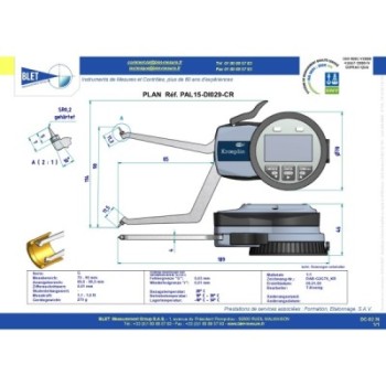 Palpeur Intérieur trous borgnes BLET KROEPLIN 70-90mm 0,01mm Touches CSR0,2/CSR0,2