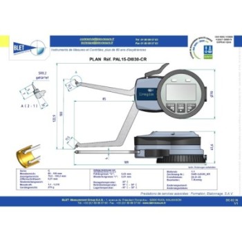 Palpeur Intérieur trous borgnes BLET KROEPLIN 80-100mm 0,01mm Touches CSR0,2/CSR0,2