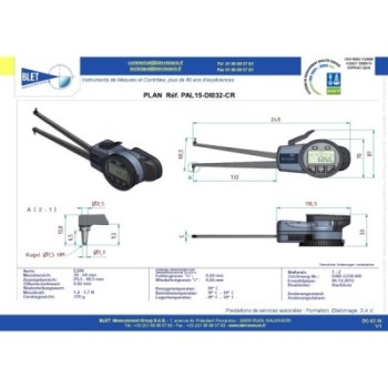 Palpeur Intérieur BLET KROEPLIN 30-60mm 0,02mm Touches S1,5/S1,5