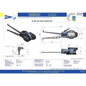 INSIDE MECHANICAL MEASURING INSTRUMENT PALPEUR INT BLET KROEPLIN 50-80MM 0,02MM TOUCHES S2/S2
