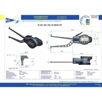 INSIDE MECHANICAL MEASURING INSTRUMENT PALPEUR INT BLET KROEPLIN 70-100MM 0,02MM TOUCHES S2/S2