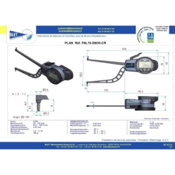 Palpeur Intérieur BLET KROEPLIN 90-120mm 0,02mm Touches S2/S2