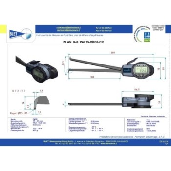 INSIDE MECHANICAL MEASURING INSTRUMENT PALPEUR INT BLET KROEPLIN 15-65MM 0,02MM TOUCHES S1,5/S1,5