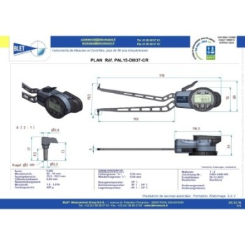 Palpeur Intérieur BLET KROEPLIN 40-90mm 0,02mm Touches S2/S2