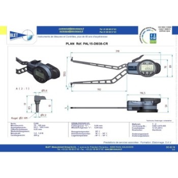 Palpeur Intérieur BLET KROEPLIN 70-120mm 0,02mm Touches S2/S2