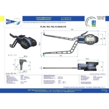 Palpeur Intérieur BLET KROEPLIN 100-150mm 0,02mm Touches S2/S2