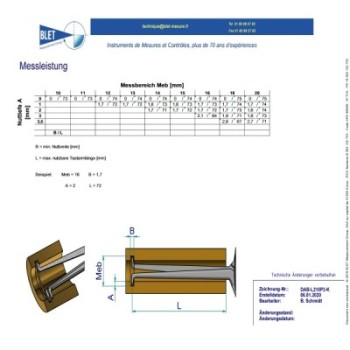 Palpeur Intérieur 3 Points BLET KROEPLIN 10-20mm 0,005mm Touches S1/S1